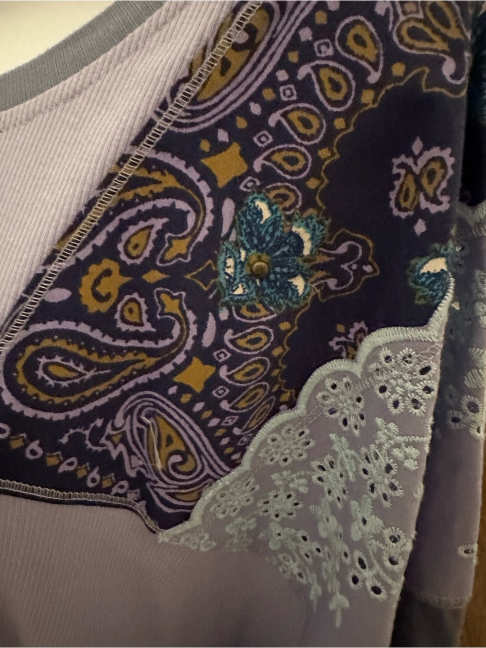 Free People Feelin it Tee Lavender Patchwork - Picture 5 of 12